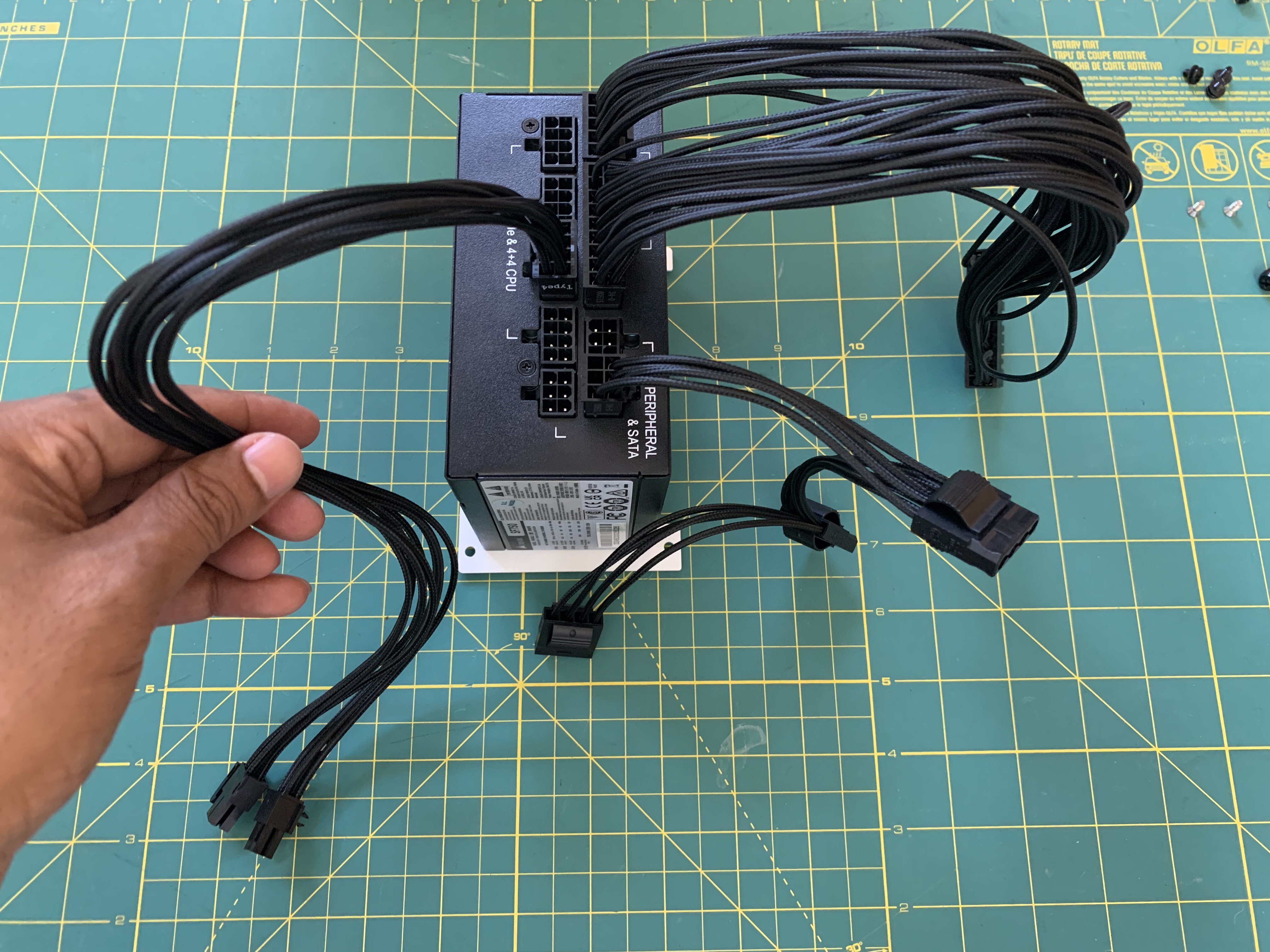 Cables at rear of PSU